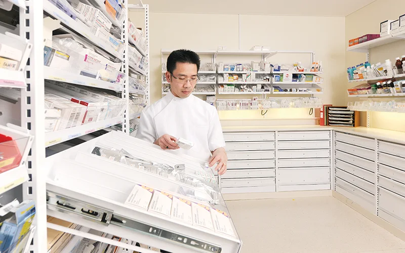 Pharmacist checking medication in the pharmacy