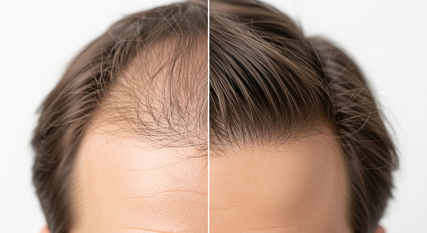 Hair treatment progress comparison